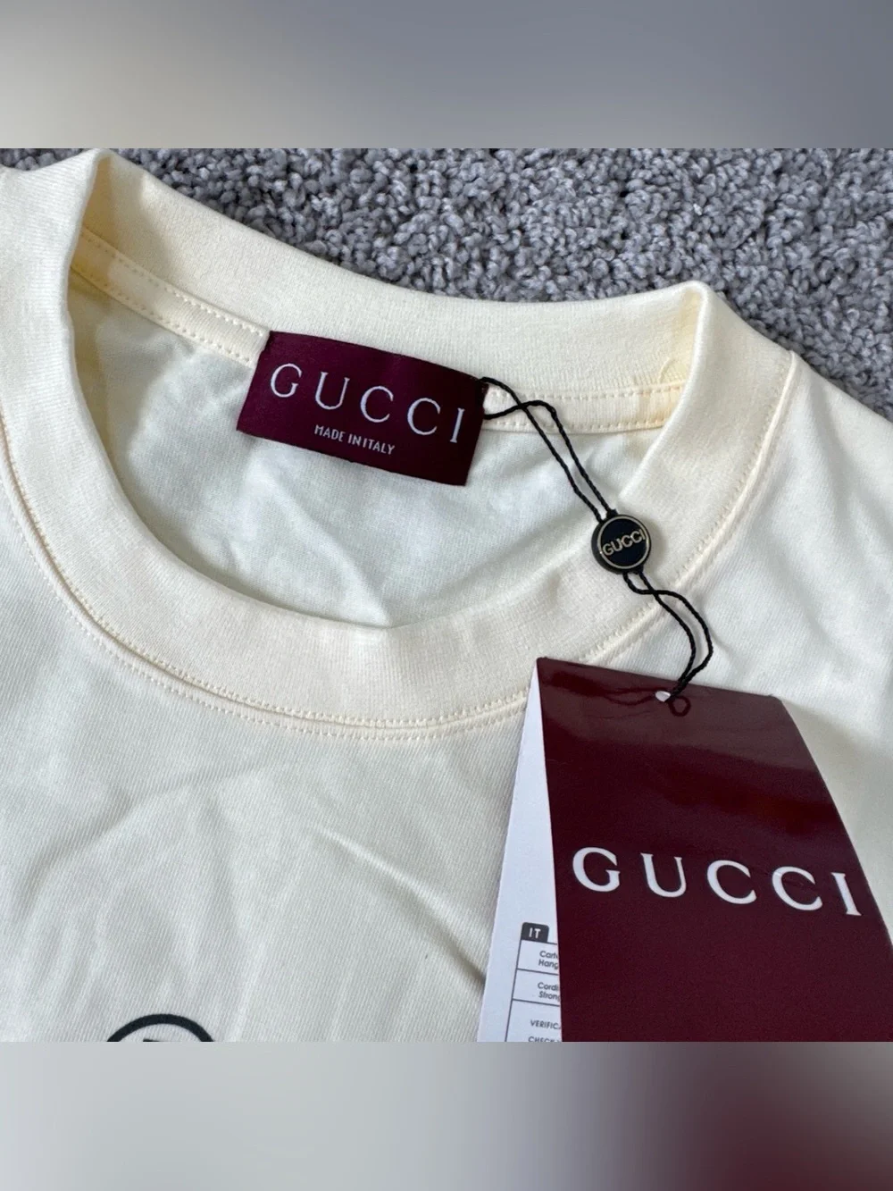 Gucci Cream Short Sleeve round neck t shirt Logo Tee size XL
